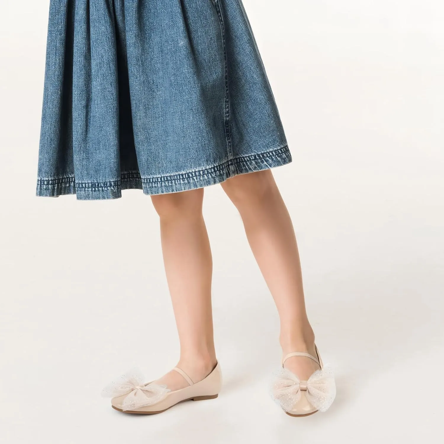 MUSSHOE Toddler Girls Dress Shoes Bow Girls Shoes Flower Mary Jane Flats Ballet Shoes for Kids