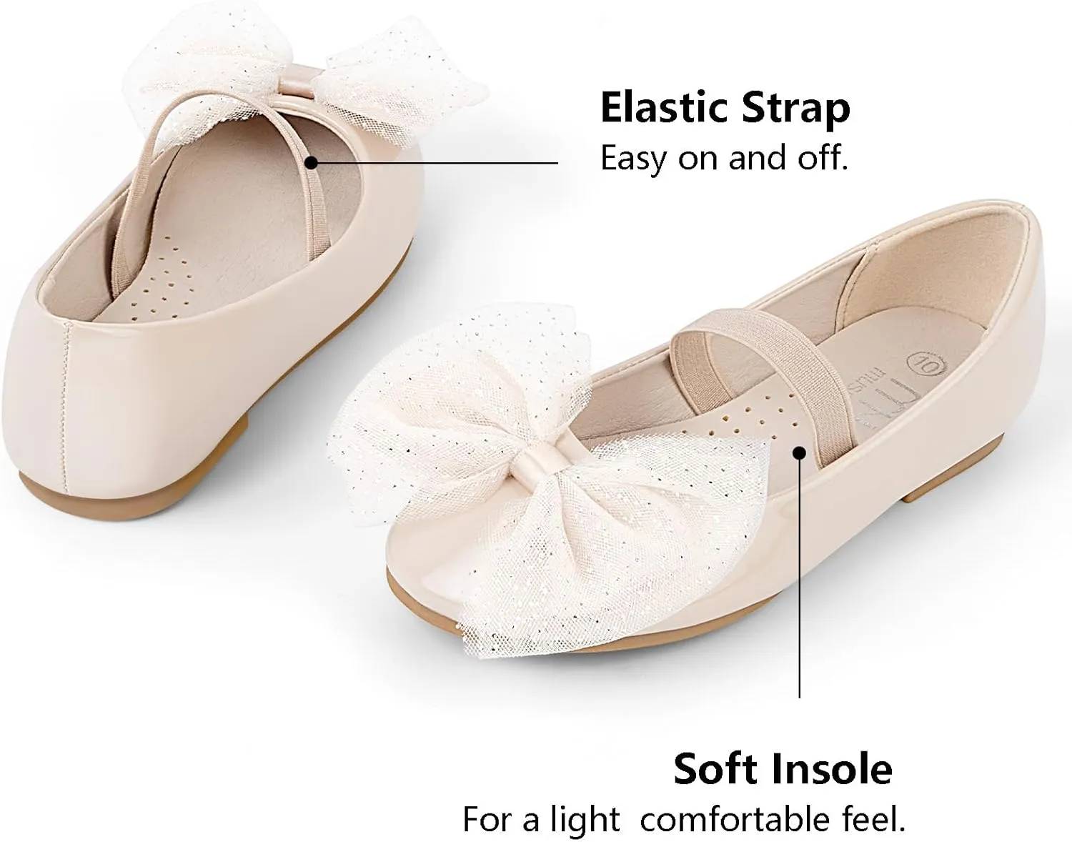 MUSSHOE Toddler Girls Dress Shoes Bow Girls Shoes Flower Mary Jane Flats Ballet Shoes for Kids