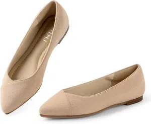 MUSSHOE Womens Ballet Flat Shoes Comfortable Pointed Toe Slip on Black Shoes for Woman Classic Soft Shoes