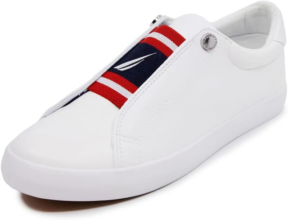 Nautica Women's Slip-On Sneakers  Casual Low-Top Walking Shoes  Comfortable No-Lace Fashion Tennis Style