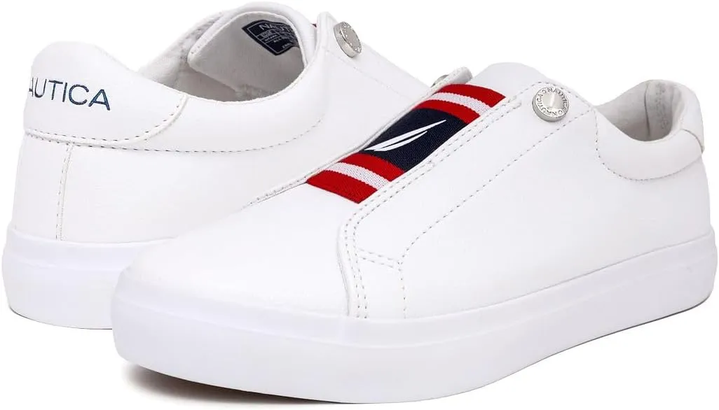 Nautica Women's Slip-On Sneakers  Casual Low-Top Walking Shoes  Comfortable No-Lace Fashion Tennis Style