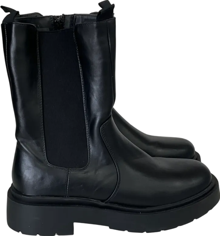 New Look Black High Ankle Chunky Cleated Chelsea Boots UK 6 EU 39 