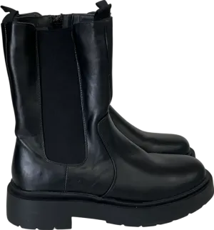 New Look Black High Ankle Chunky Cleated Chelsea Boots UK 6 EU 39 