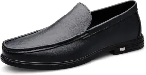 New Mens Loafers Shoe Round Toe Solid Color Vegan Leather Loafer Shoes Lightweight Flat Heel Resistant Classic Walking Slip On