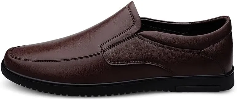 New Mens Loafers Shoe Solid Color Vegan Leather Slip Resistant Loafer Shoes Resistant Flat Heel Anti-Slip Outdoor Slip On