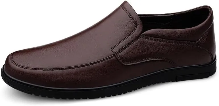 New Mens Loafers Shoe Solid Color Vegan Leather Slip Resistant Loafer Shoes Resistant Flat Heel Anti-Slip Outdoor Slip On