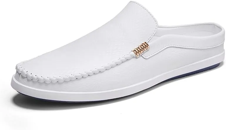 New Men's Loafers Shoes Round Toe Vegan Leather Half Loafers Shoes Flat Heel Flexible Anti-Slip Casual Party Slip-ons