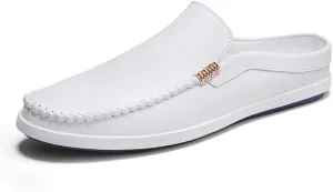 New Men's Loafers Shoes Round Toe Vegan Leather Half Loafers Shoes Flat Heel Flexible Anti-Slip Casual Party Slip-ons