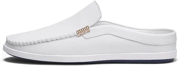 New Men's Loafers Shoes Round Toe Vegan Leather Half Loafers Shoes Flat Heel Flexible Anti-Slip Casual Party Slip-ons