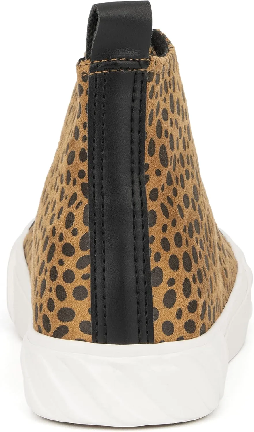 Olivia Miller Women's Fashion Shoes, Leopard Print Rubber Sole Lace Up Slip On Round Toe Casual Classic Comfortable High Top Flat Fashion Sneakers