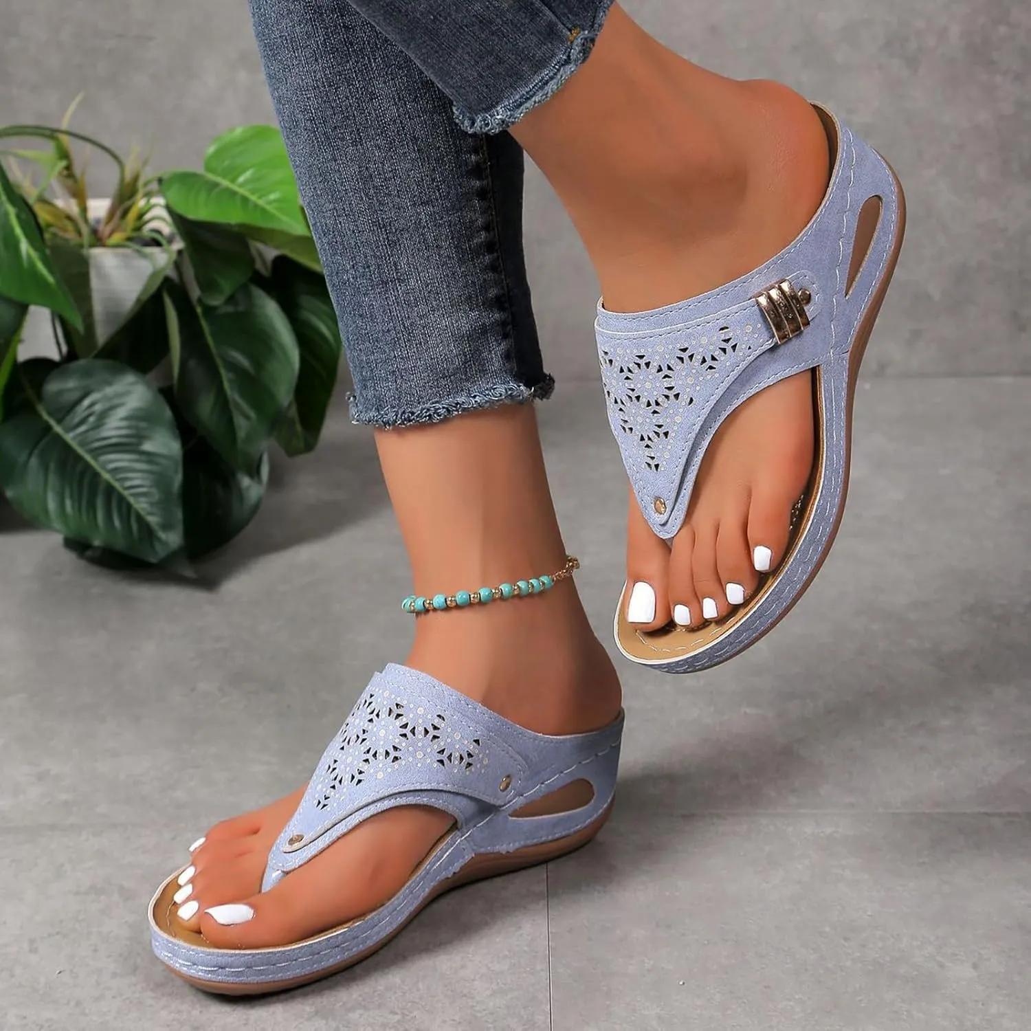 Orthopedic Sandals for Women - Arch Support Wedge Flip Flops Summer 2025 Comfortable Elegant Casual Beach Slippers
