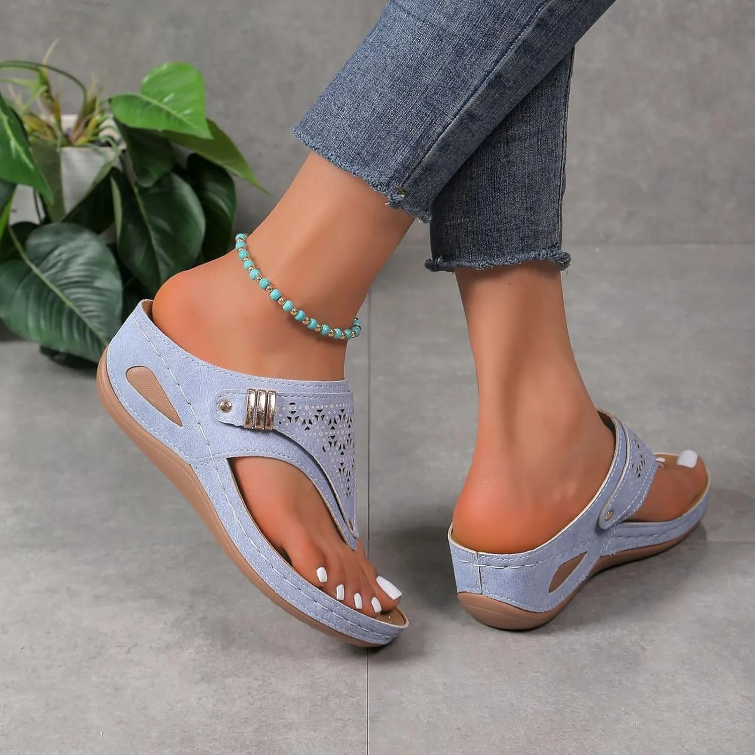 Orthopedic Sandals for Women - Arch Support Wedge Flip Flops Summer 2025 Comfortable Elegant Casual Beach Slippers