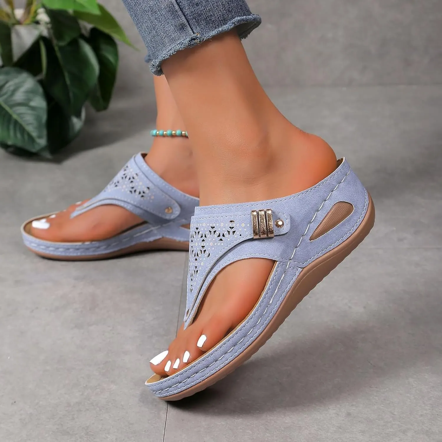 Orthopedic Sandals for Women - Arch Support Wedge Flip Flops Summer 2025 Comfortable Elegant Casual Beach Slippers