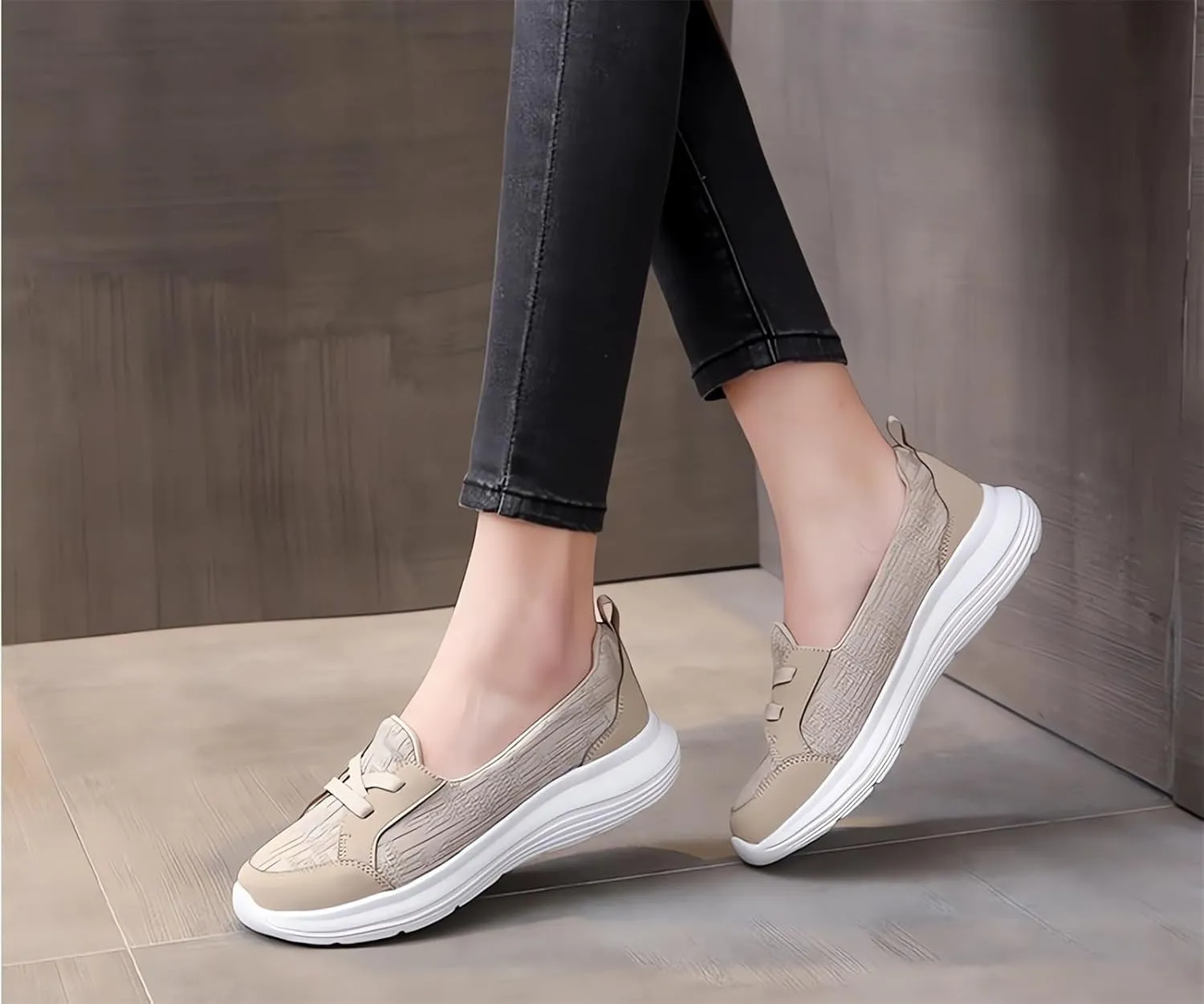 Orthopedic Womens Breathable Slip on Arch Support Non-Slip Shoes on The Go 2024 Comfort Loafers Flats Wide Width Fit Walking Slip-Ins Sneakers Boat Shoes