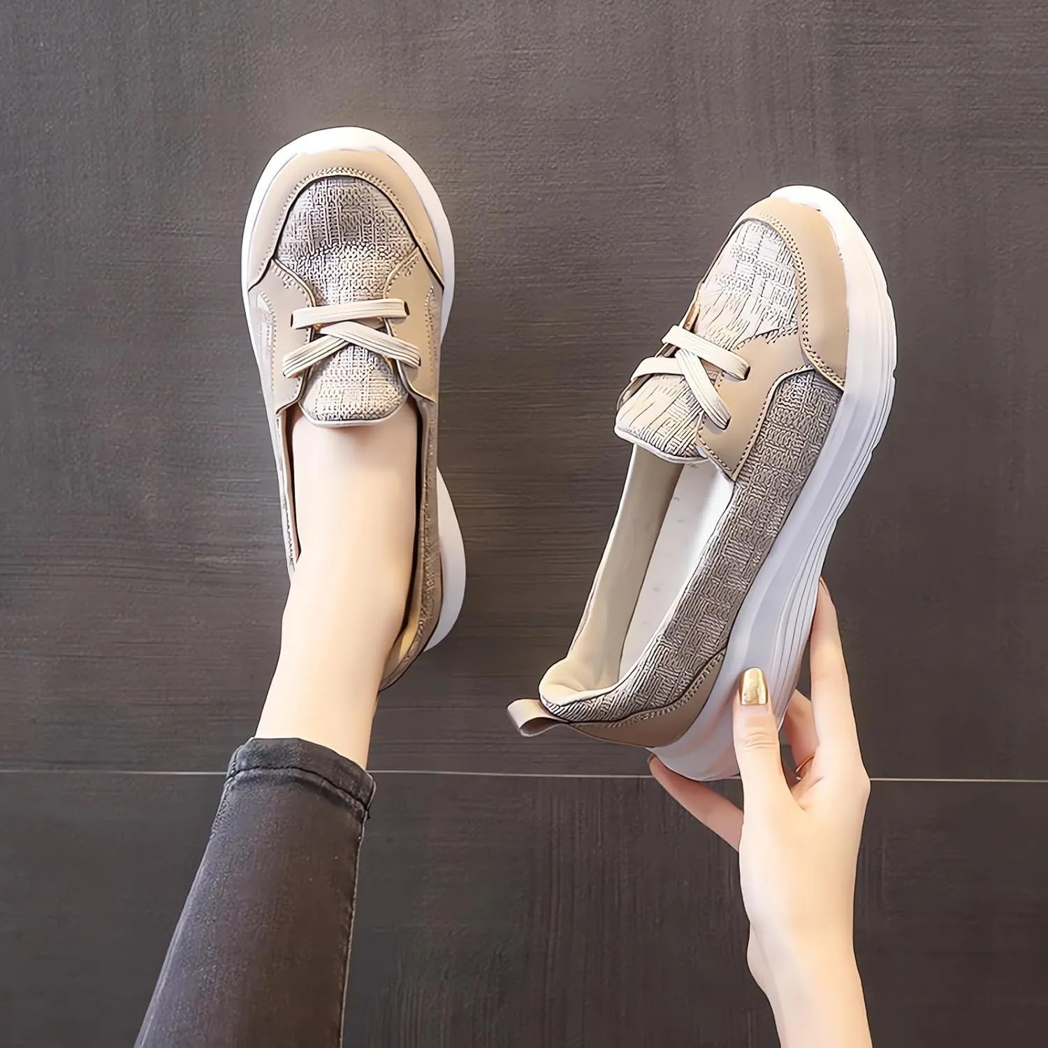 Orthopedic Womens Breathable Slip on Arch Support Non-Slip Shoes on The Go 2024 Comfort Loafers Flats Wide Width Fit Walking Slip-Ins Sneakers Boat Shoes