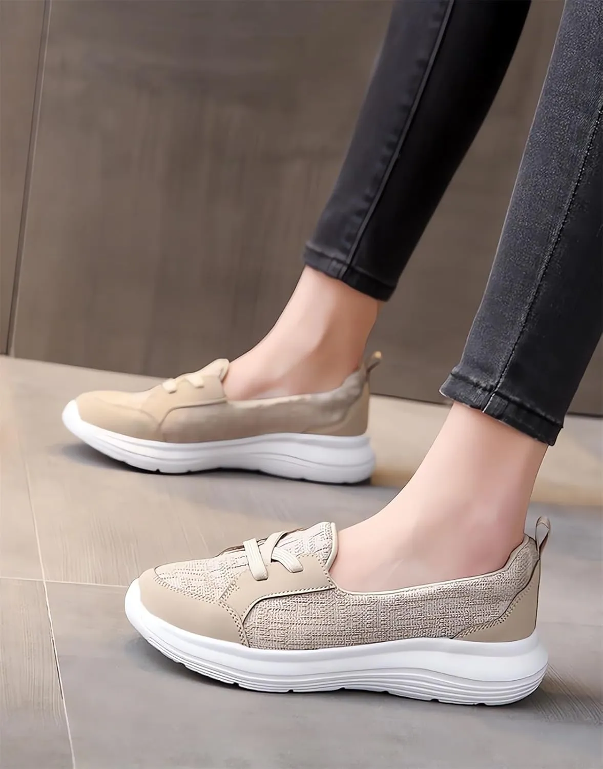 Orthopedic Womens Breathable Slip on Arch Support Non-Slip Shoes on The Go 2024 Comfort Loafers Flats Wide Width Fit Walking Slip-Ins Sneakers Boat Shoes