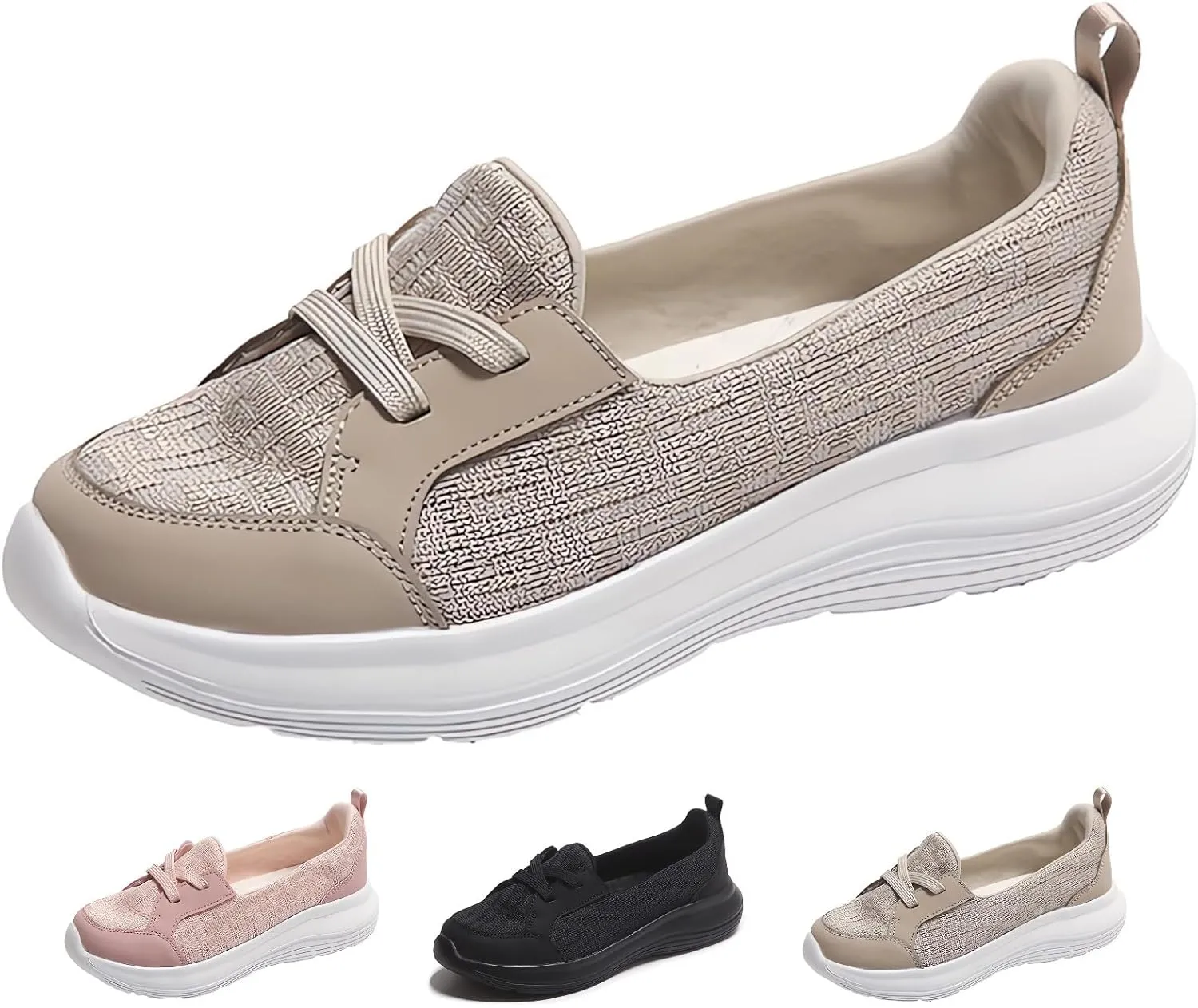 Orthopedic Womens Breathable Slip on Arch Support Non-Slip Shoes on The Go 2024 Comfort Loafers Flats Wide Width Fit Walking Slip-Ins Sneakers Boat Shoes