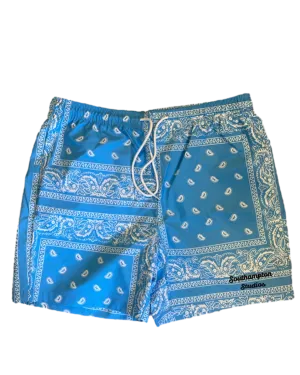 Paisley Board Shorts - Sky Blue