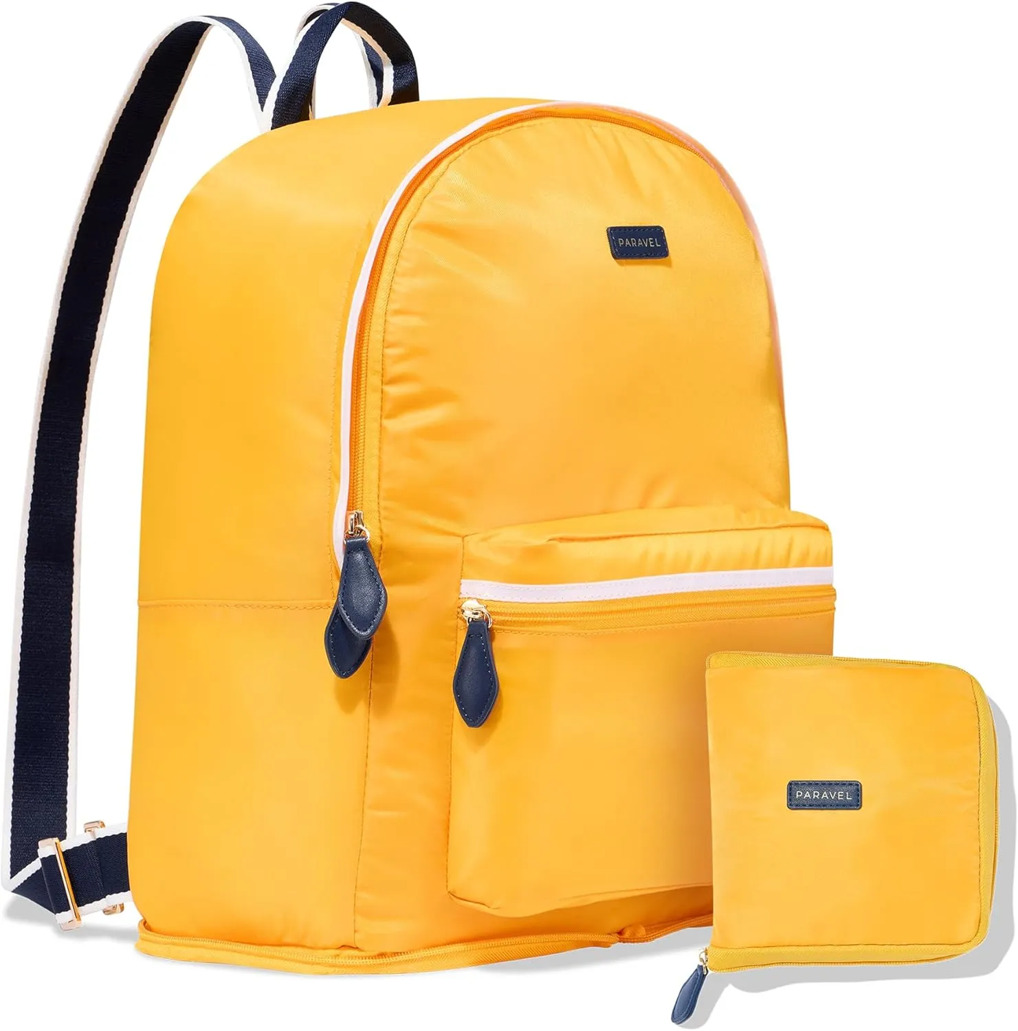 Paravel Fold Up Travel Backpack | Packable and Lightweight Foldable Travel Bag | Carry On Nylon Backpack with Trolley Sleeve, Canyon Yellow