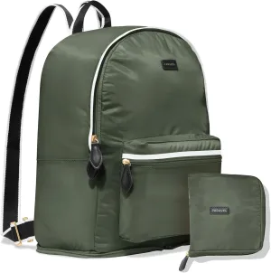 Paravel Fold Up Travel Backpack | Packable and Lightweight Foldable Travel Bag | Carry On Nylon Backpack with Trolley Sleeve, Safari Green