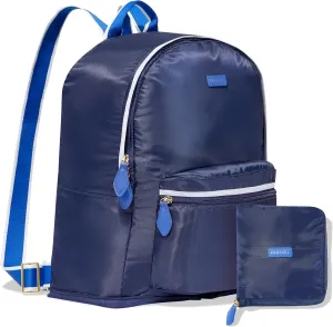 Paravel Fold Up Travel Backpack | Packable and Lightweight Foldable Travel Bag | Carry On Nylon Backpack with Trolley Sleeve, Scuba Navy