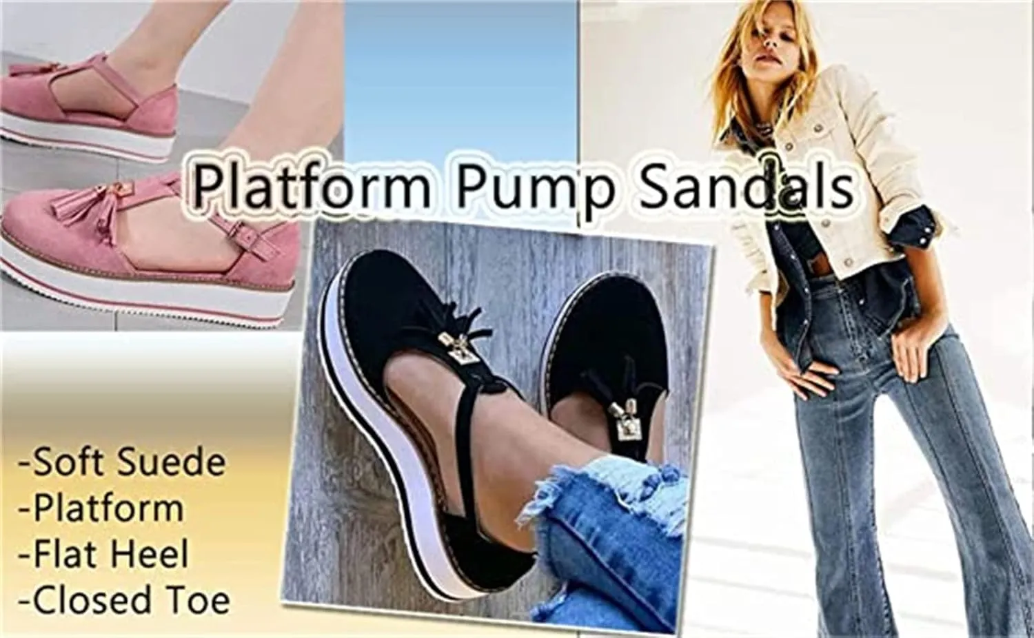 Platform Walking Shoes for Women Ladies Fashion Casual Tassel T-Straps Closed Round Toe Chunky Bottom Heeled Slip On Loafers Ballet Flats Thick Soles High Heels Travel,Red,US8/EU40