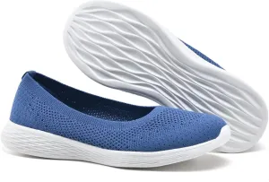 poemlady Women's Slip on Loafer Shoes - Mesh Casual Ballet Flat Nurse Walking Sneakers Round Toe Knit Casual Memory Foam Shoes