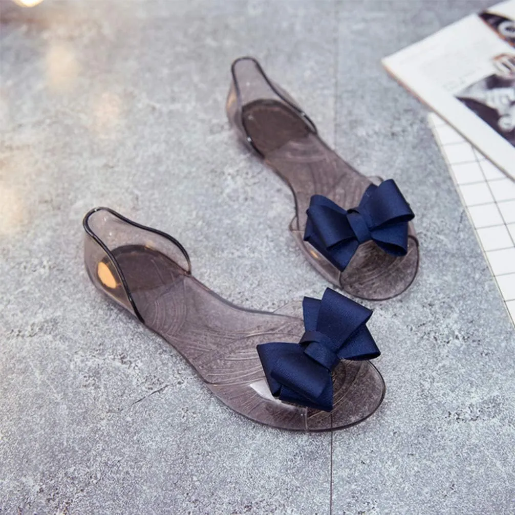 Princess Jelly Sandals with Bow Fish Mouth Summer Bowknot Beach Shoe for Women Girls (Red 35 Yards 5. 5US, 3UK 36EU, 8. 8425Inch)