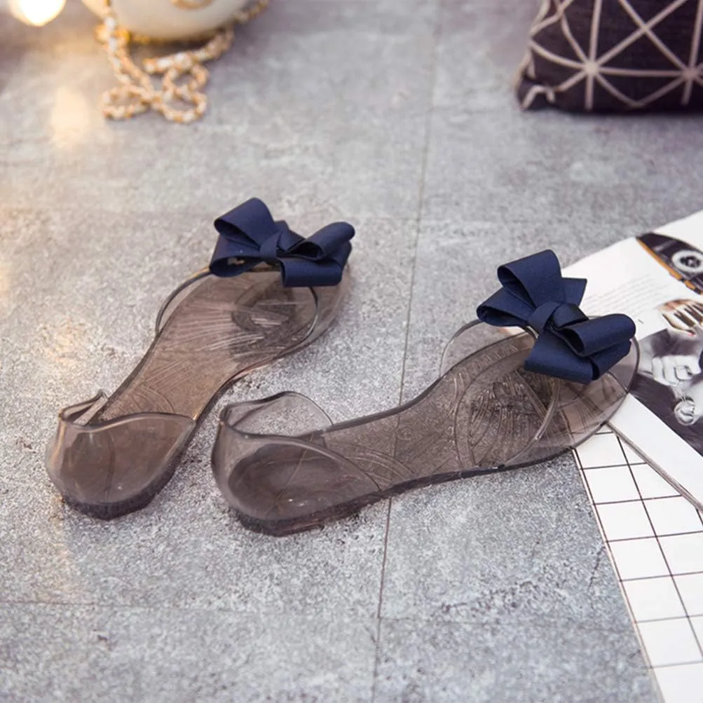 Princess Jelly Sandals with Bow Fish Mouth Summer Bowknot Beach Shoe for Women Girls (Red 35 Yards 5. 5US, 3UK 36EU, 8. 8425Inch)
