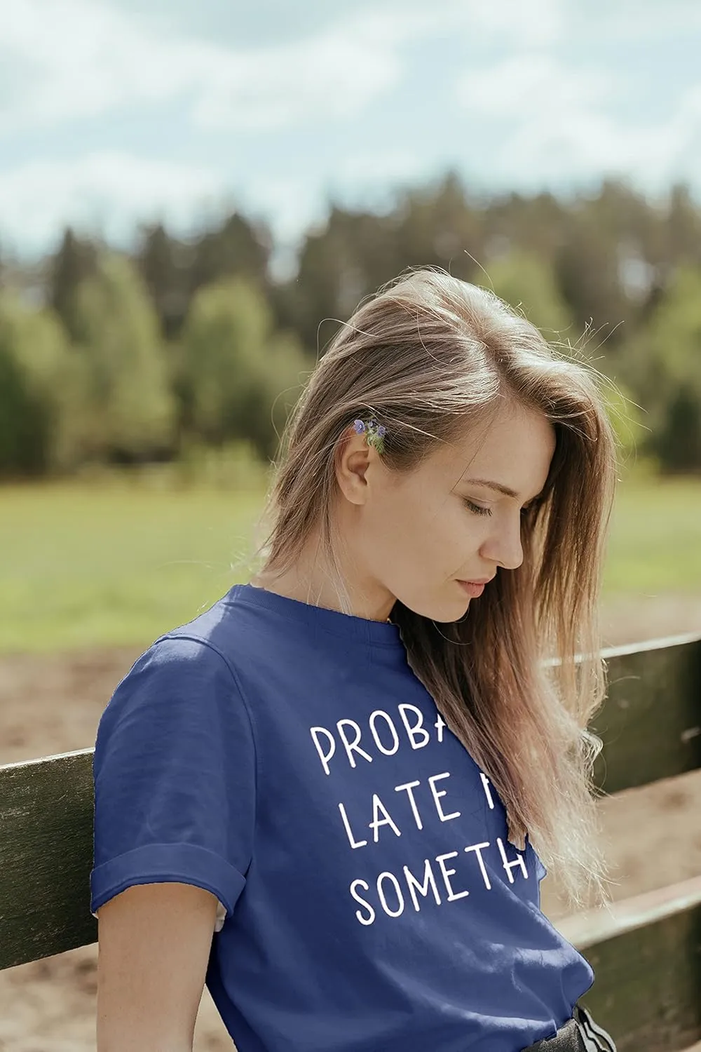 Probably Late for Something Shirt for Women Workout Short Graphic Athletic Comfy Cotton Tee Tops