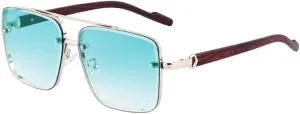 Retro Wooden Temple Sunglasses Men Square Flat Top Double Bridges Sun Glasses Women Travel Fashion Eyeglass UV400