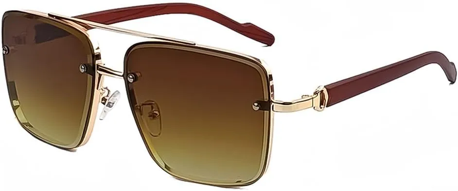 Retro Wooden Temple Sunglasses Men Square Flat Top Double Bridges Sun Glasses Women Travel Fashion Eyeglass UV400