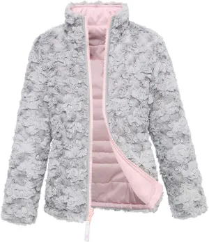 Rokka&Rolla Girls' Reversible Water-Resistant Teddy Sherpa Fleece Puffer Jacket Winter Coat