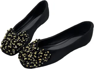 SAILING LU Womens Rhinestones Square Toe Ballet Flats Dressy Comfortable Flat Shoes Wedding Elegant Slip-Ons for Women