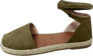 Sandals for Women Espadrilles FLat Shoes Bohemian Slip-ons Sandals Summer Dressy Closed Toe Beach Shoes Ankle Wrap