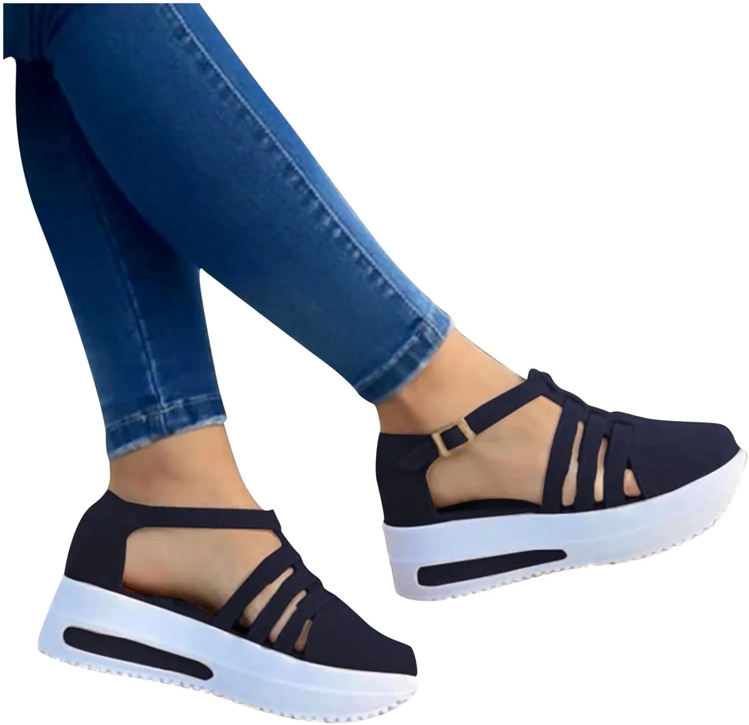 Sandals Women Causal Summer 2023 Peep Toe Platform Sandals Shoes Wedges Ankle Buckle Ladies Flip Flops