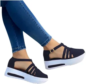 Sandals Women Causal Summer 2023 Peep Toe Platform Sandals Shoes Wedges Ankle Buckle Ladies Flip Flops