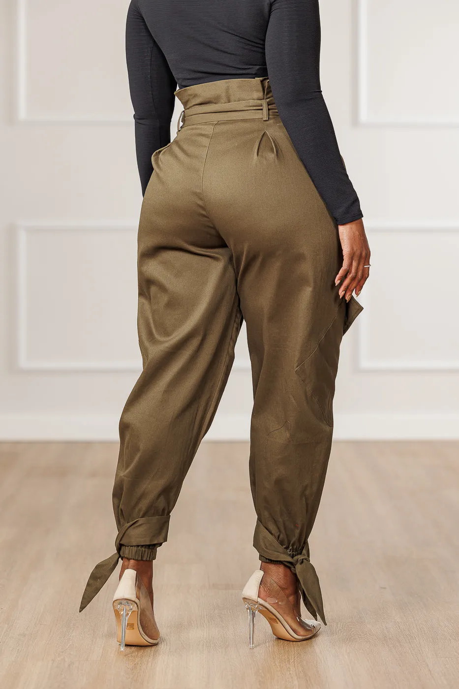 Shanti Paperbag Waist Pants - Olive