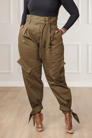 Shanti Paperbag Waist Pants - Olive