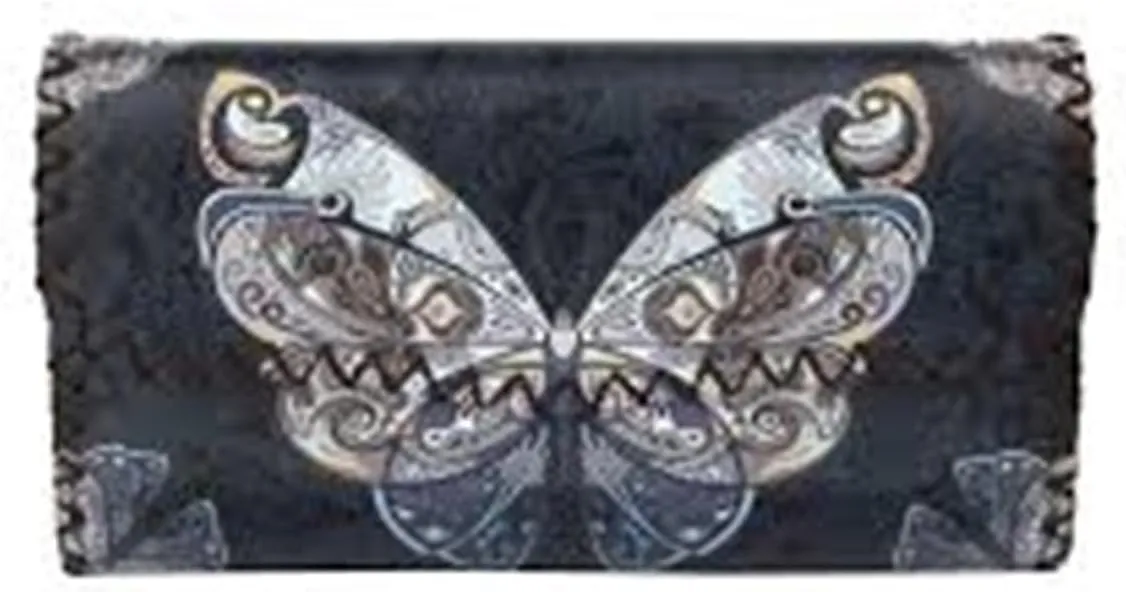Shell's Gift Vegan Leather Wallet,Slim Womens Wallet Ultra Slim Ladies Wallets Thin Leather Women Wallet Credit Card Holder Wallet With Zipper Pocket (Butterfly #103)