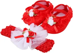 Slipper Booties Baby Shoes Plus Headband Set Cute Baby Princess Shoes With Dress Shoes Toddler Shoes