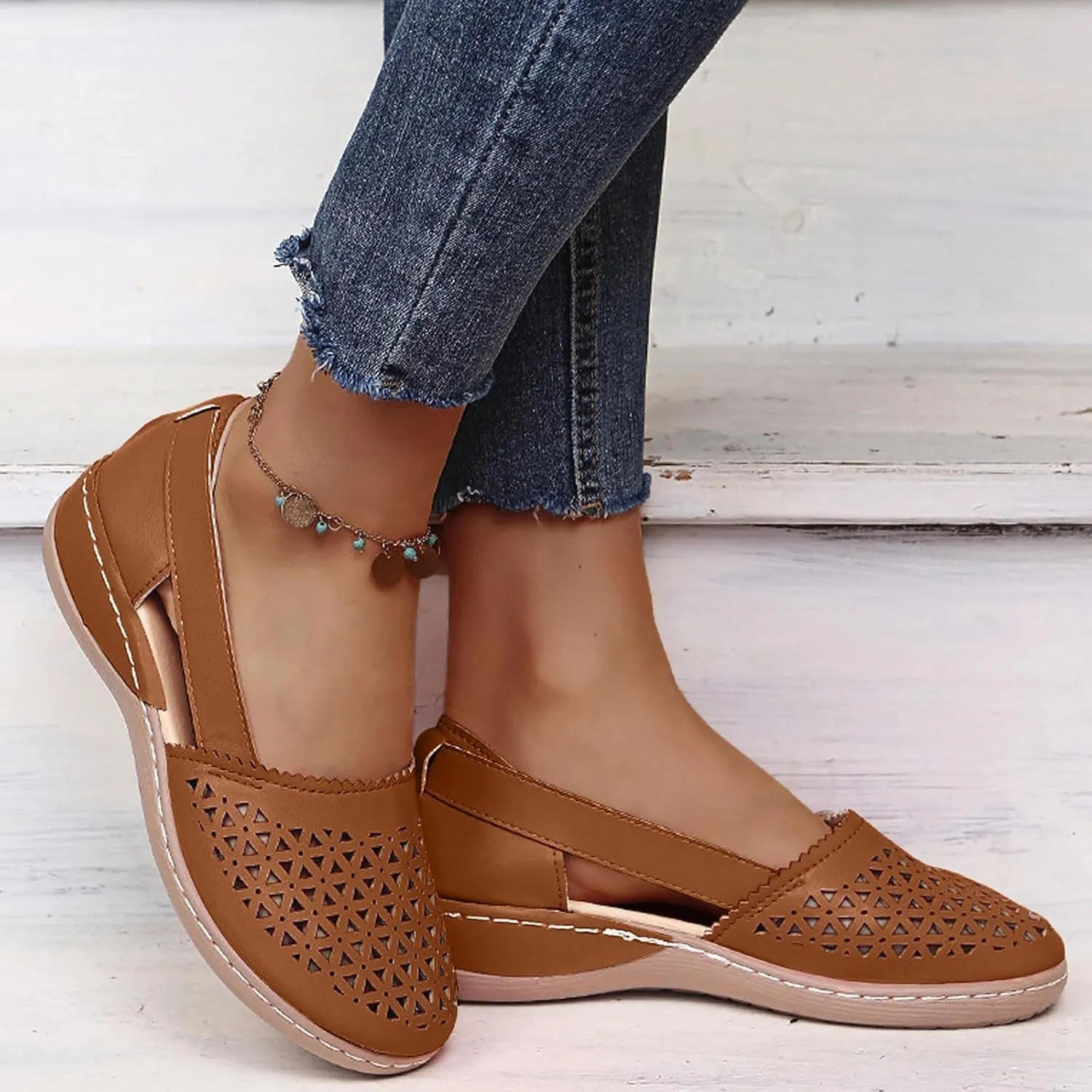 Summer Sandals for Women 2024, Women Comfortable Flat Sandals Dressy Summer Sandal Closed Toe Fisherman Sandals