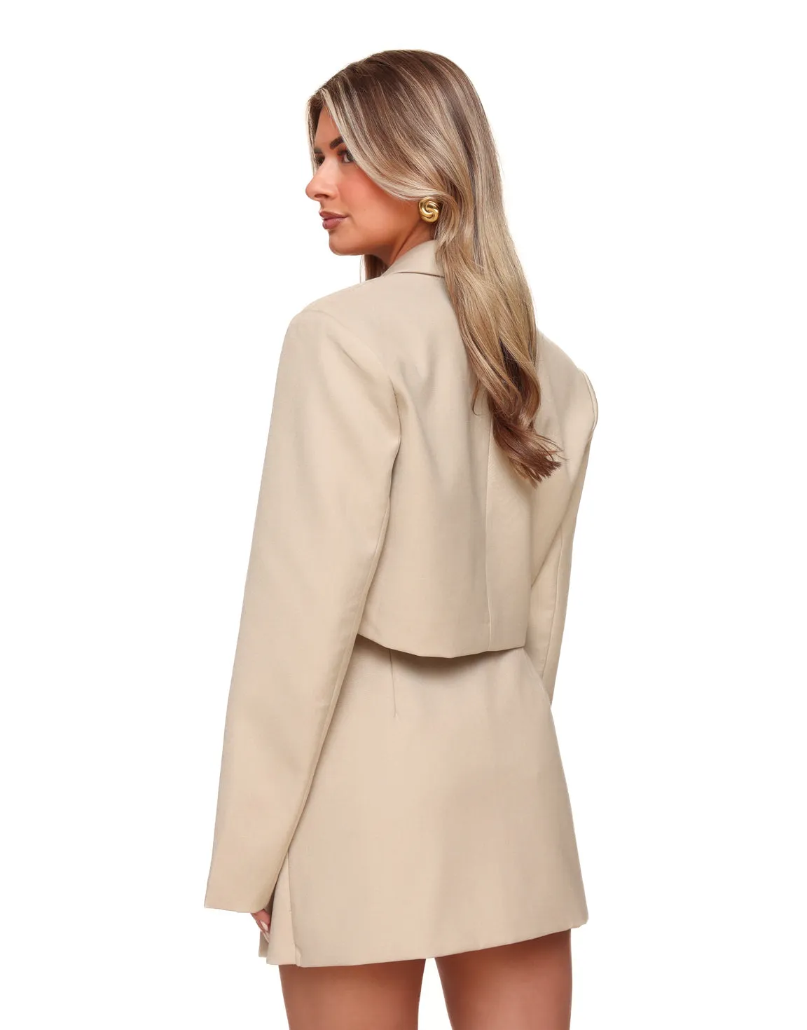 Taupe Cropped Schuine Knopen - Set
