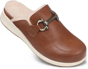 TEMOFON Mules Shoes for Women Dressy: Brown Size 8 Comfortable Non Slip Fuzzy Mules for Woman - Slip On Walking Fur Lined Flat Clogs