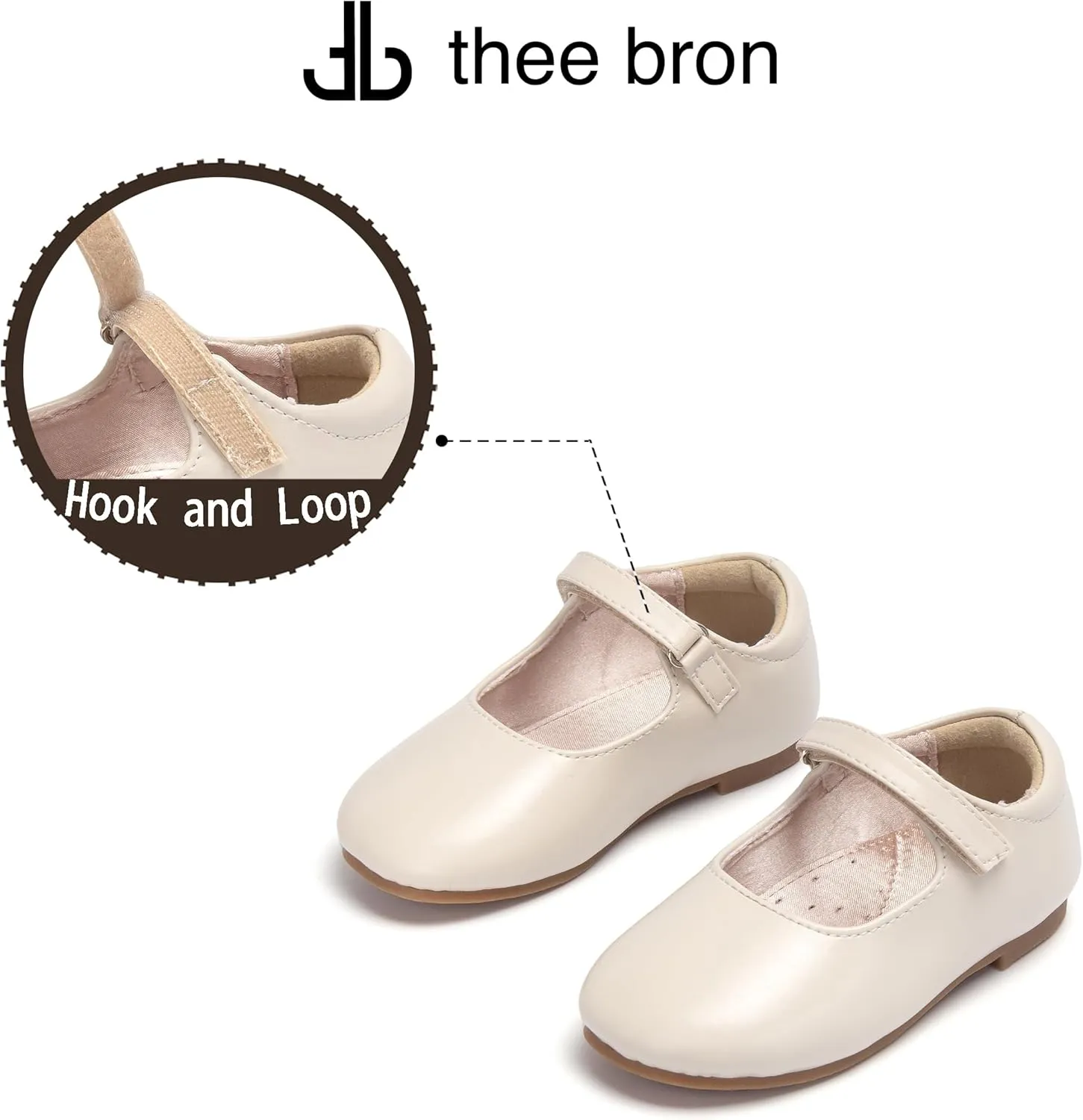 THEE BRON Little Girls Princess Shoes 3-12 Years Ballet Flats Soft Non-Slip Dress Shoes for Wide Feet