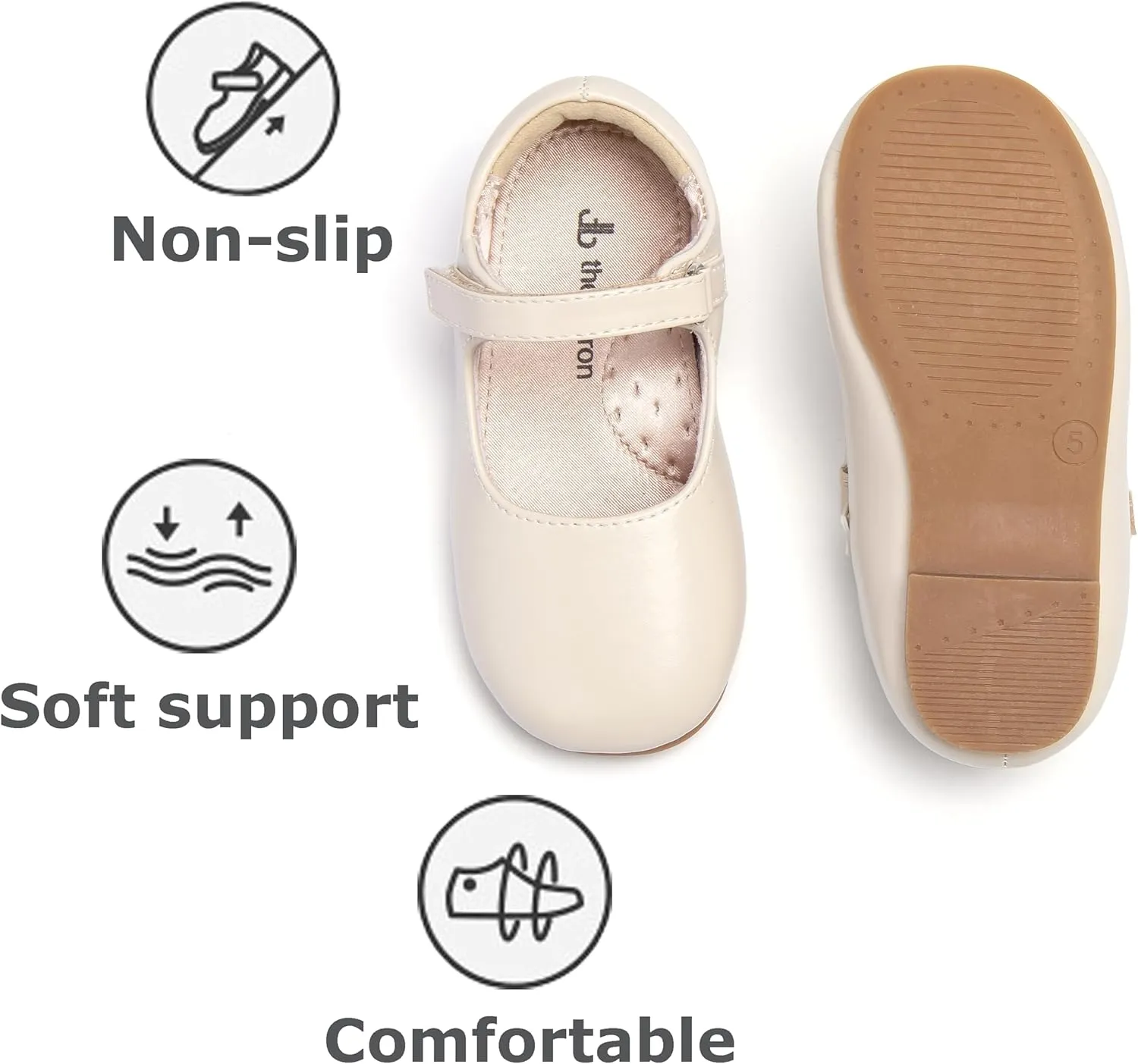 THEE BRON Little Girls Princess Shoes 3-12 Years Ballet Flats Soft Non-Slip Dress Shoes for Wide Feet