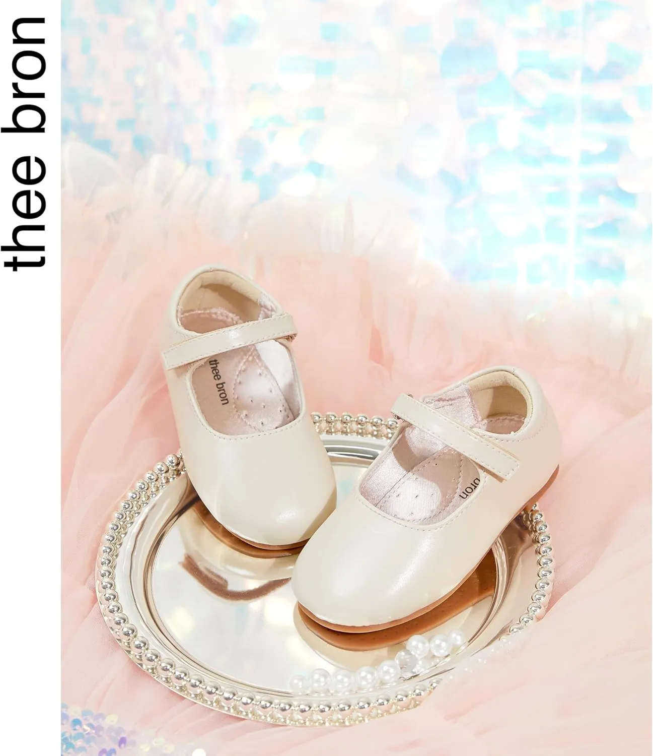 THEE BRON Little Girls Princess Shoes 3-12 Years Ballet Flats Soft Non-Slip Dress Shoes for Wide Feet