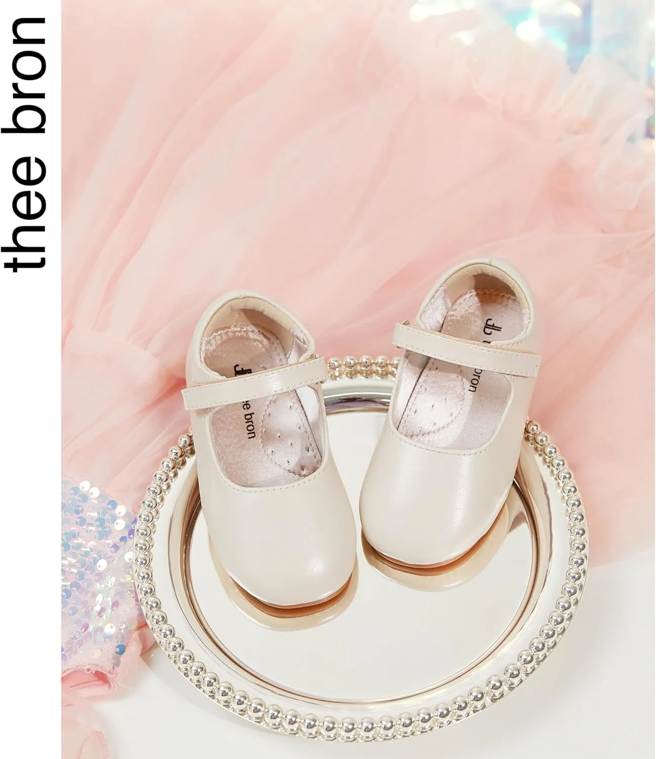 THEE BRON Little Girls Princess Shoes 3-12 Years Ballet Flats Soft Non-Slip Dress Shoes for Wide Feet