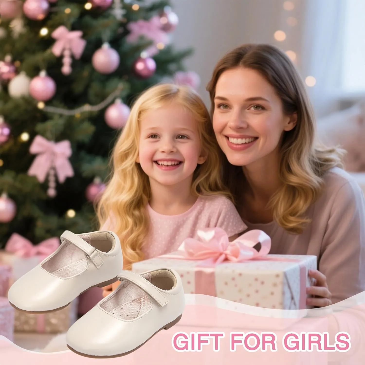THEE BRON Little Girls Princess Shoes 3-12 Years Ballet Flats Soft Non-Slip Dress Shoes for Wide Feet