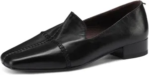 TinaCus Women's Square Toe Soft Genuine Leather Handmade Slip on Flat Loafers Shoes